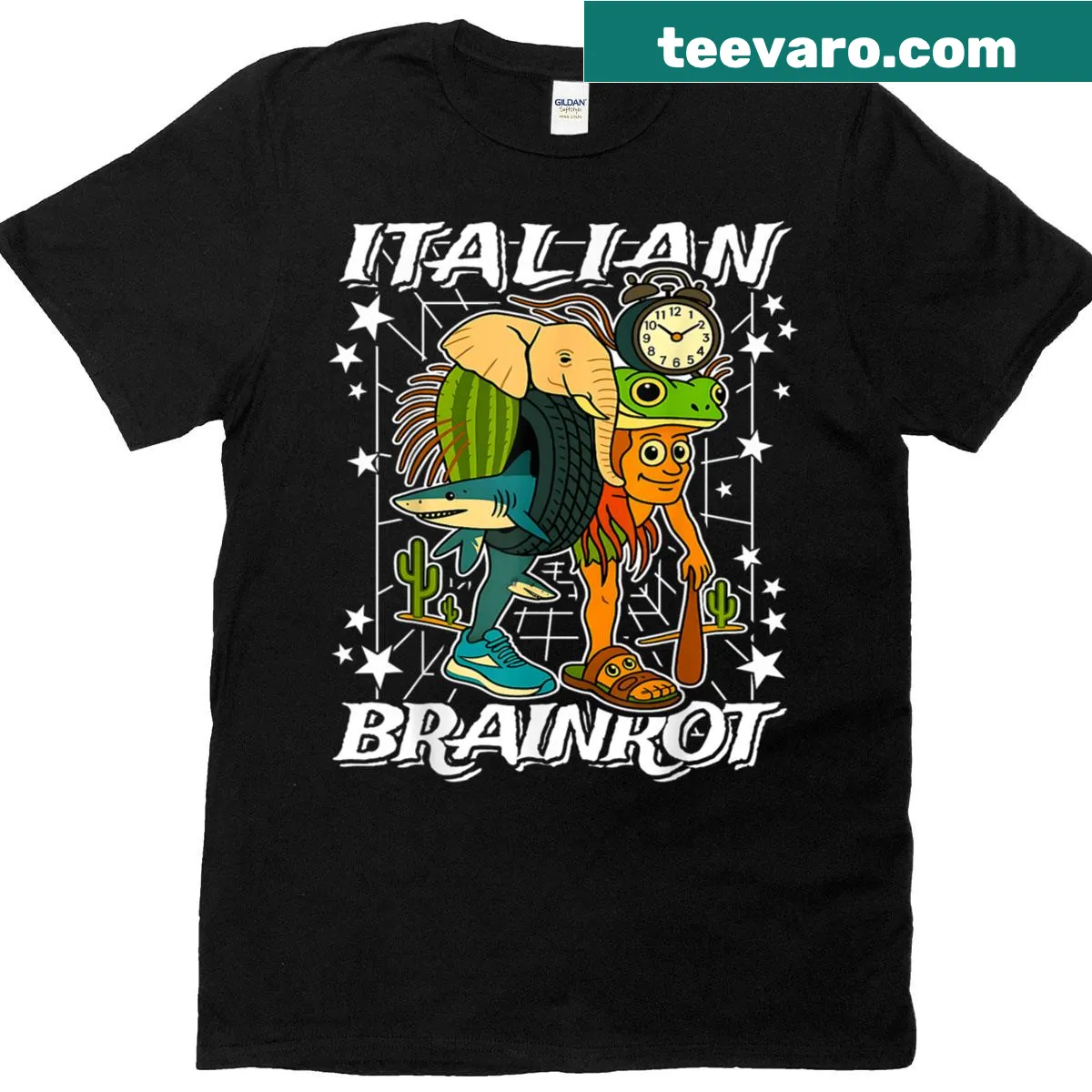 Funny Gen Z meme characters t-shirt for teens — on a men's t-shirt