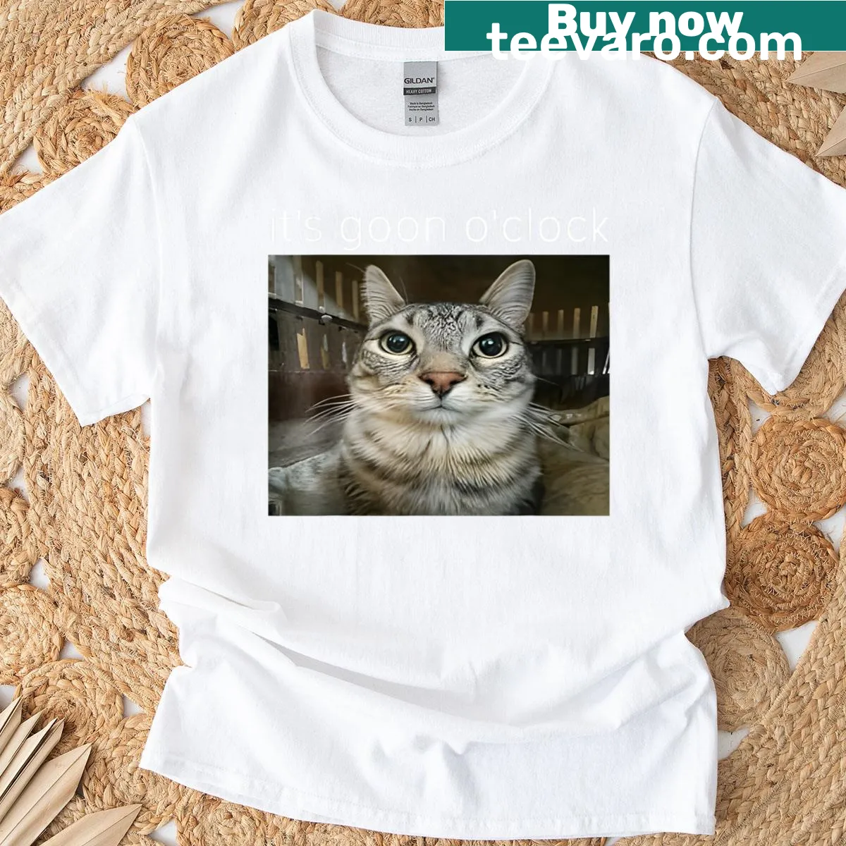 Funny kitten meme T-shirt with the text 'Its Goon Oclock' — on a men's t-shirt