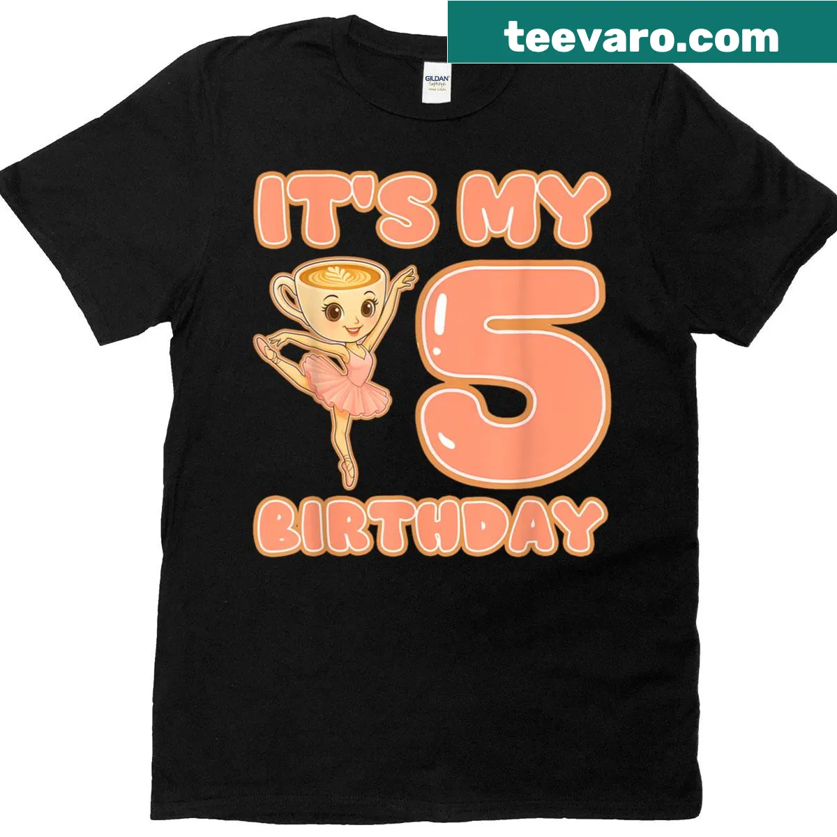 Birthday t-shirt for a 5-year-old girl featuring a ballerina — on a men's t-shirt