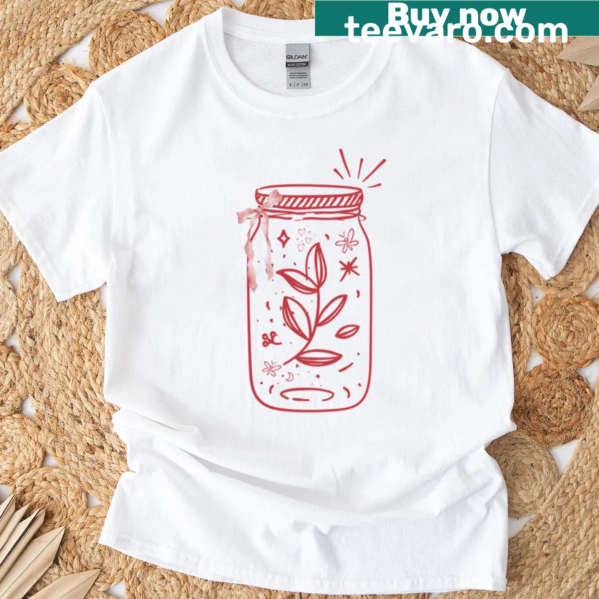 Illustrative potted plant T-shirt — on a men's t-shirt