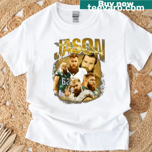 T-shirt featuring an illustration of football player Jason Kelce.
