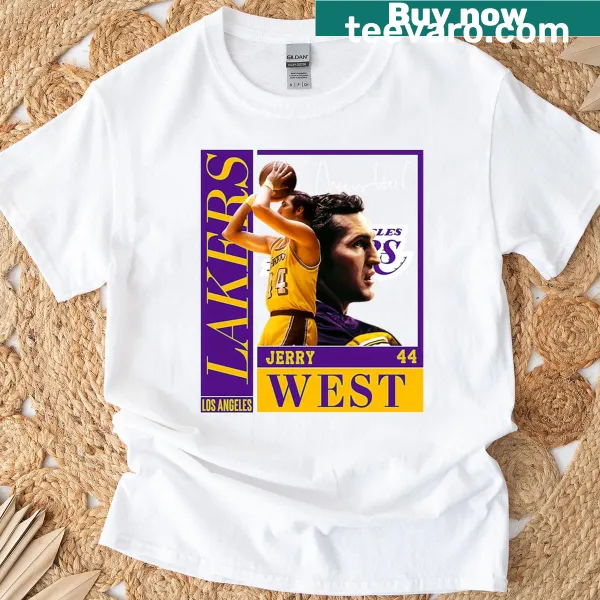 Retro T-shirt featuring the classic logo of basketball legend Jerry West.