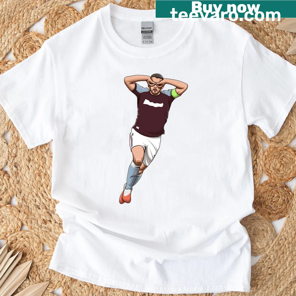 Illustrated John Mcginn graphic on a casual t-shirt — on a men's t-shirt