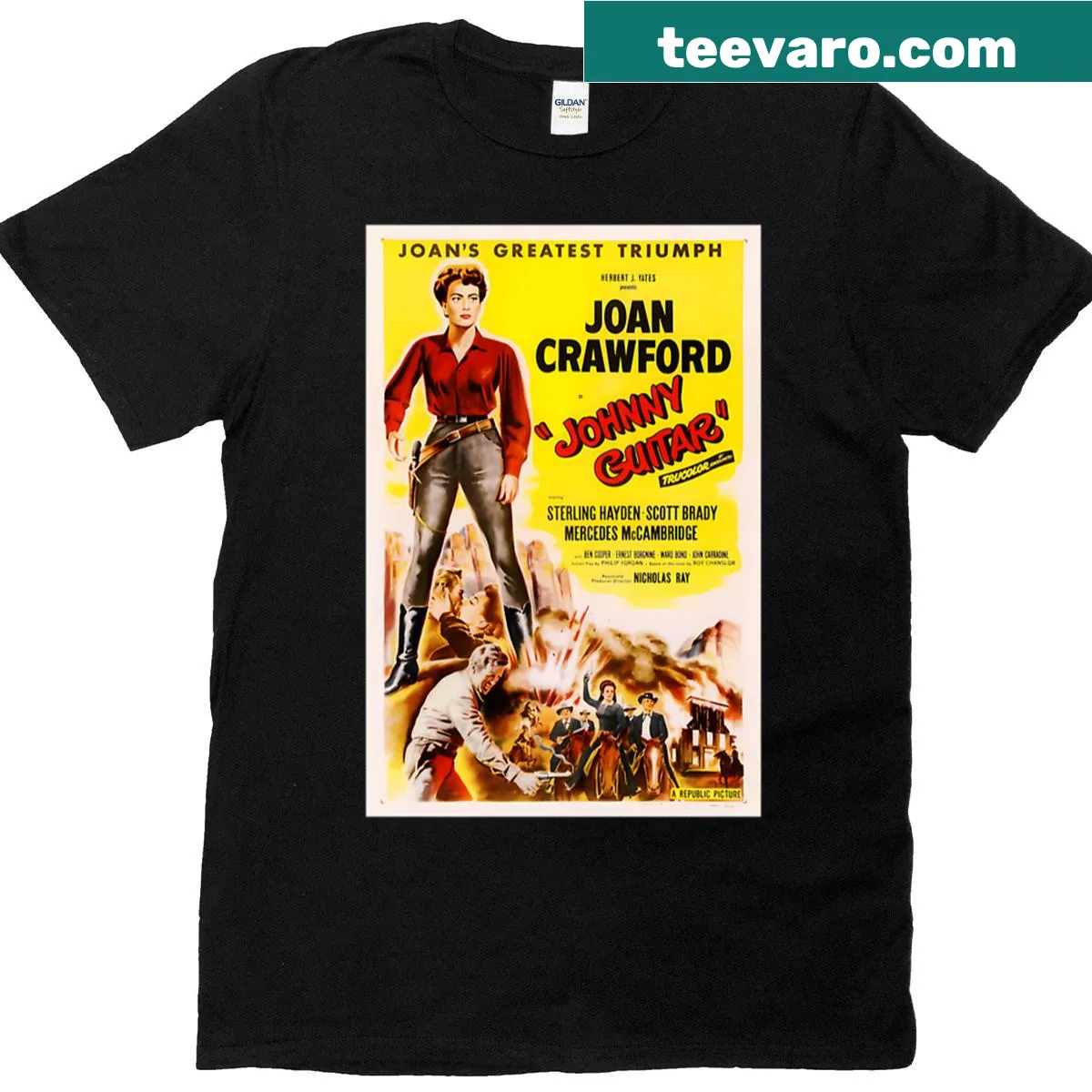 Guitar-themed t-shirt featuring the name 'Johnn' in a stylish font. — on a men's t-shirt
