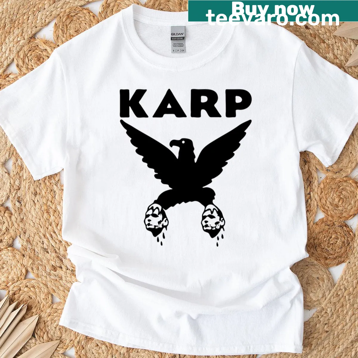 Vector graphic Karp Band T-shirt with dynamic design elements — on a men's t-shirt