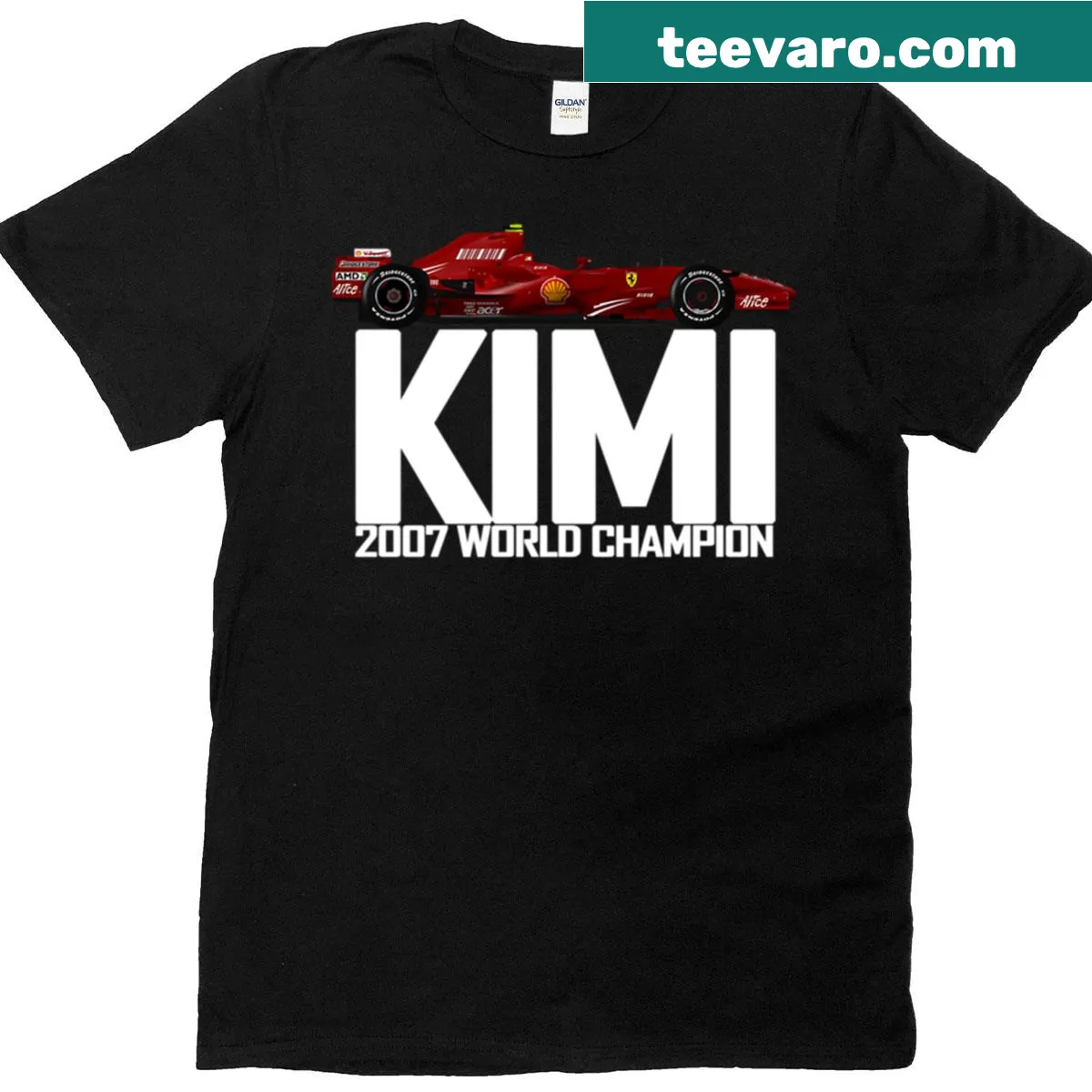 Graphic Kimi Raikkonen F2007 World Champion t-shirt — on a men's t-shirt