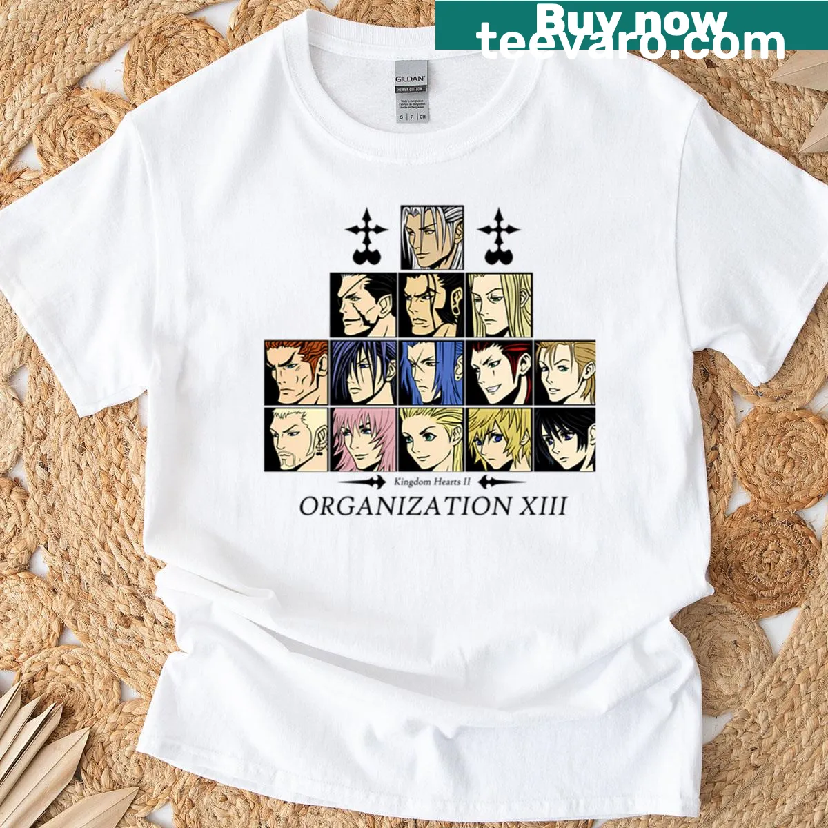 Kingdom Hearts II Organization 13 themed t-shirt — on a men's t-shirt