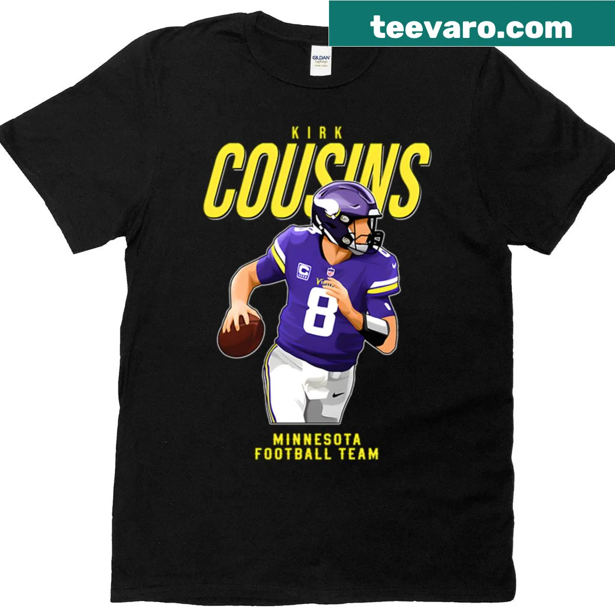 Kirk Cousins illustrated T-shirt for Minnesota Football — on a men's t-shirt