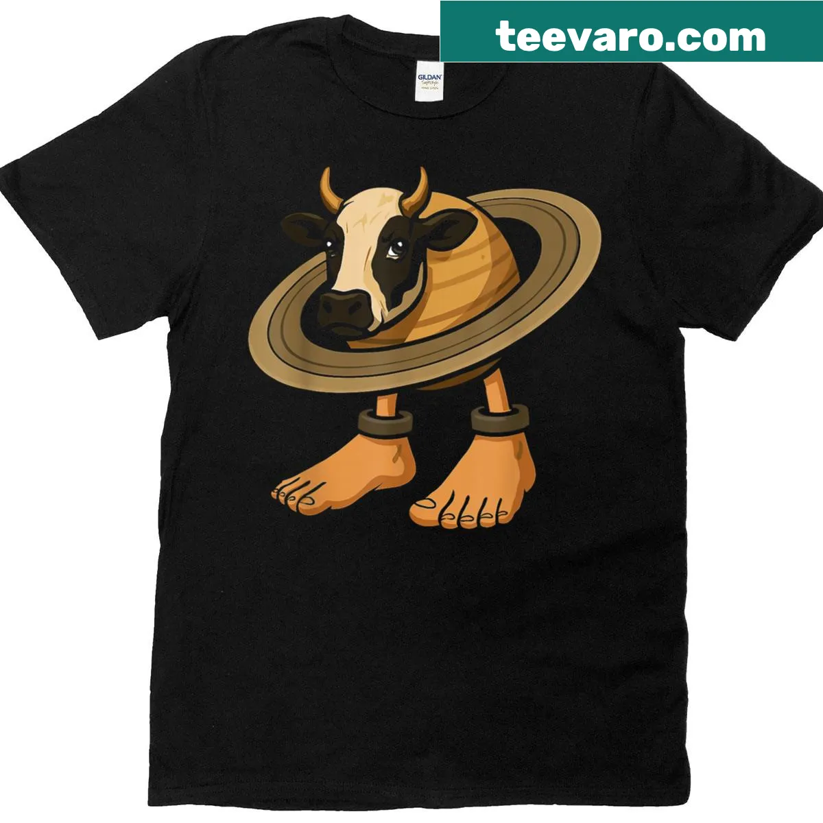 Funny Italian brainrot t-shirt with whimsical cow illustration — on a men's t-shirt