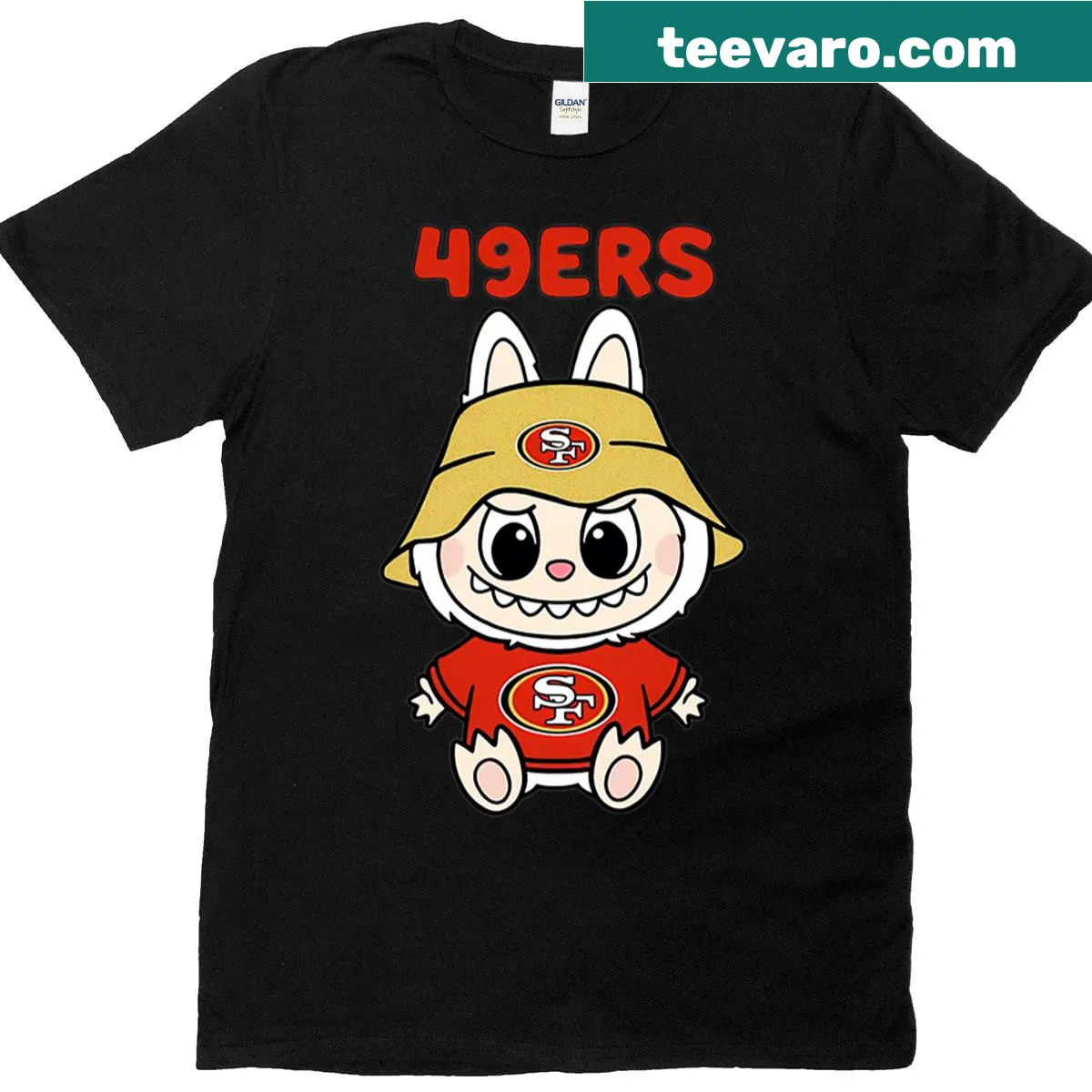 Illustration of Labubu Football 49ers on T-shirt — on a men's t-shirt
