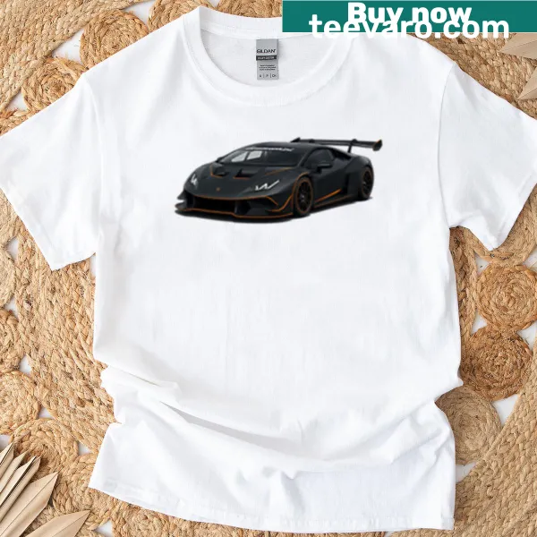Emblem of a Lamborghini Huracan on a stylish T-shirt