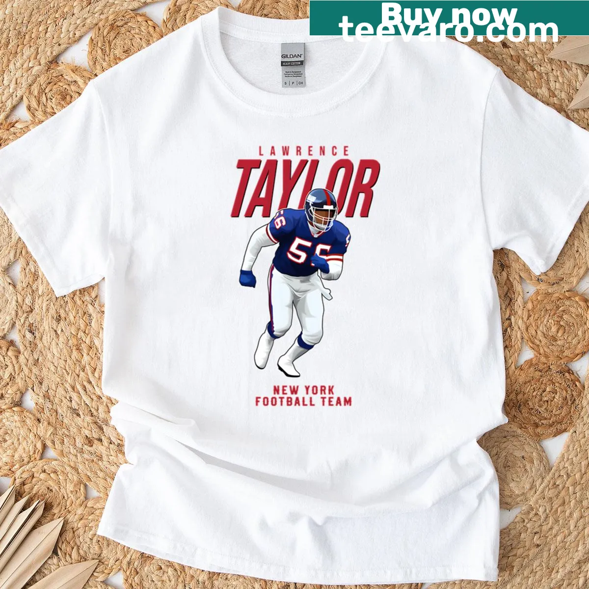 New York football team T-shirt featuring Lawrence Taylor's number 56. — on a men's t-shirt