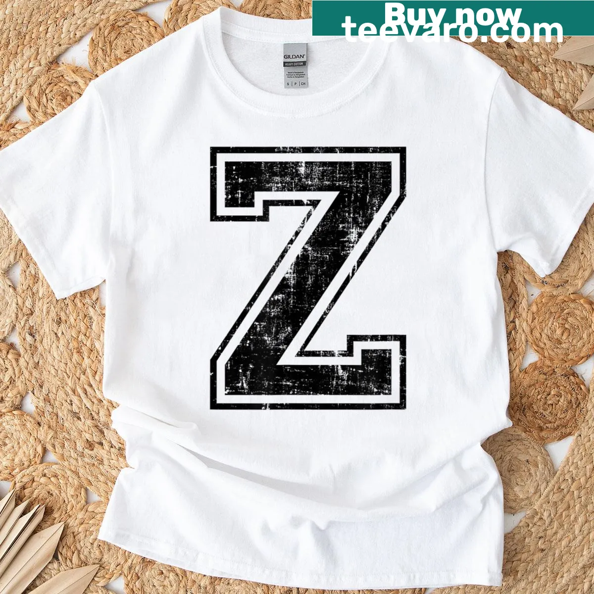 Uppercase letter Z graphic on a casual T-shirt — on a men's t-shirt