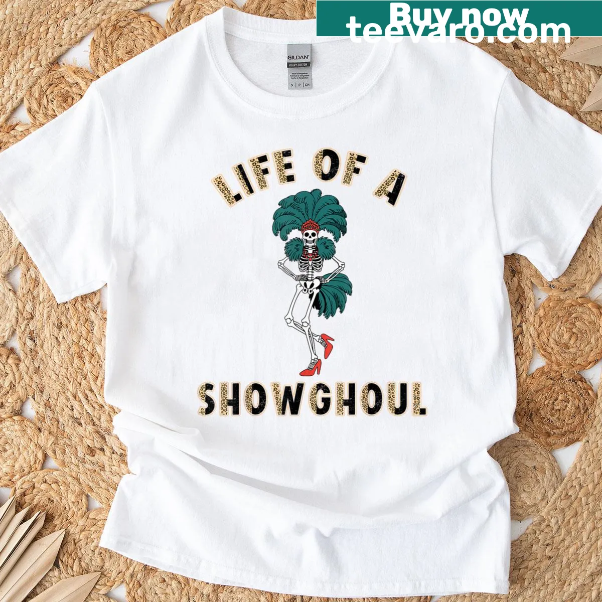 Funny skeleton cartoon T-shirt for Halloween — on a men's t-shirt