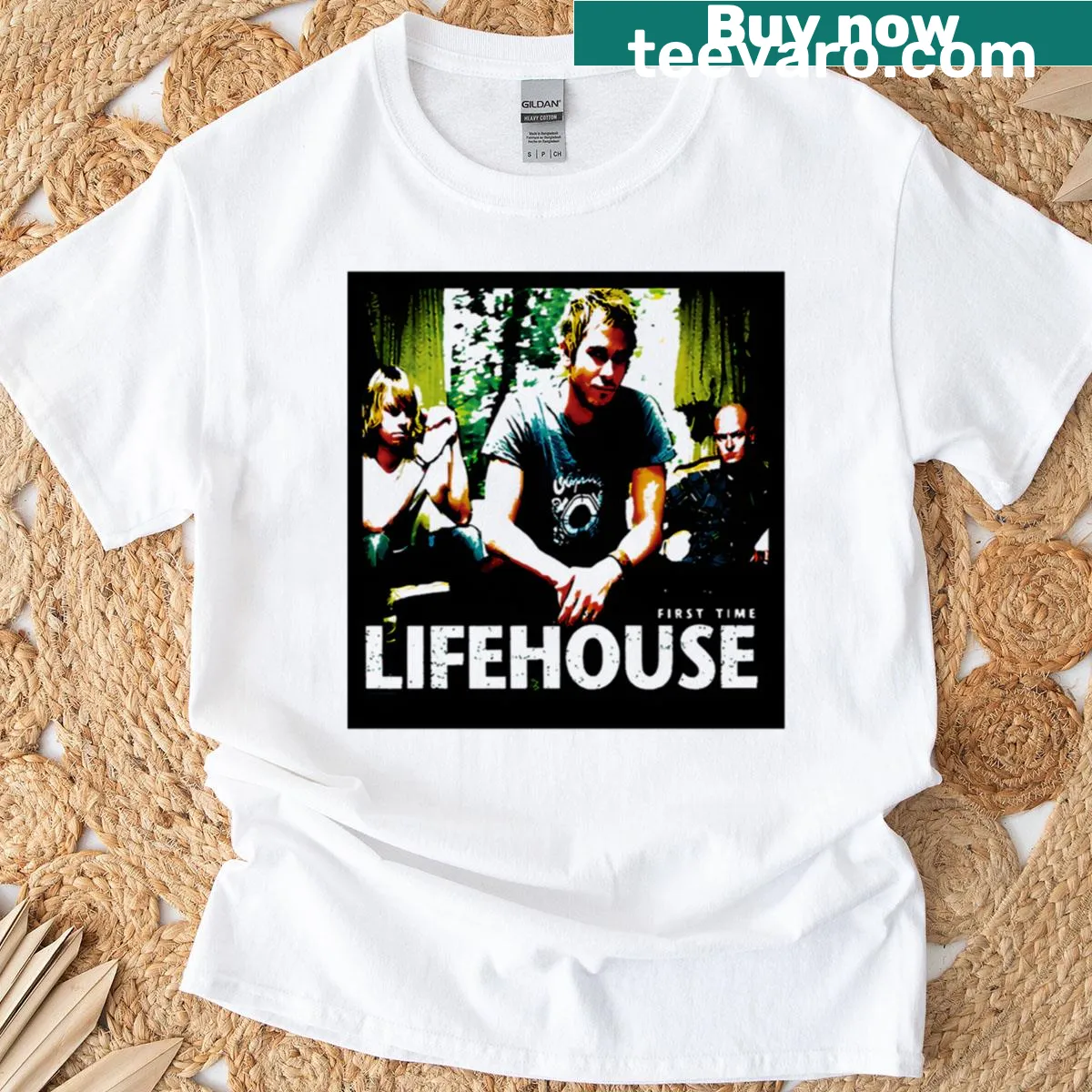 T-shirt featuring a graphic tribute to Lifehouse Band — on a men's t-shirt