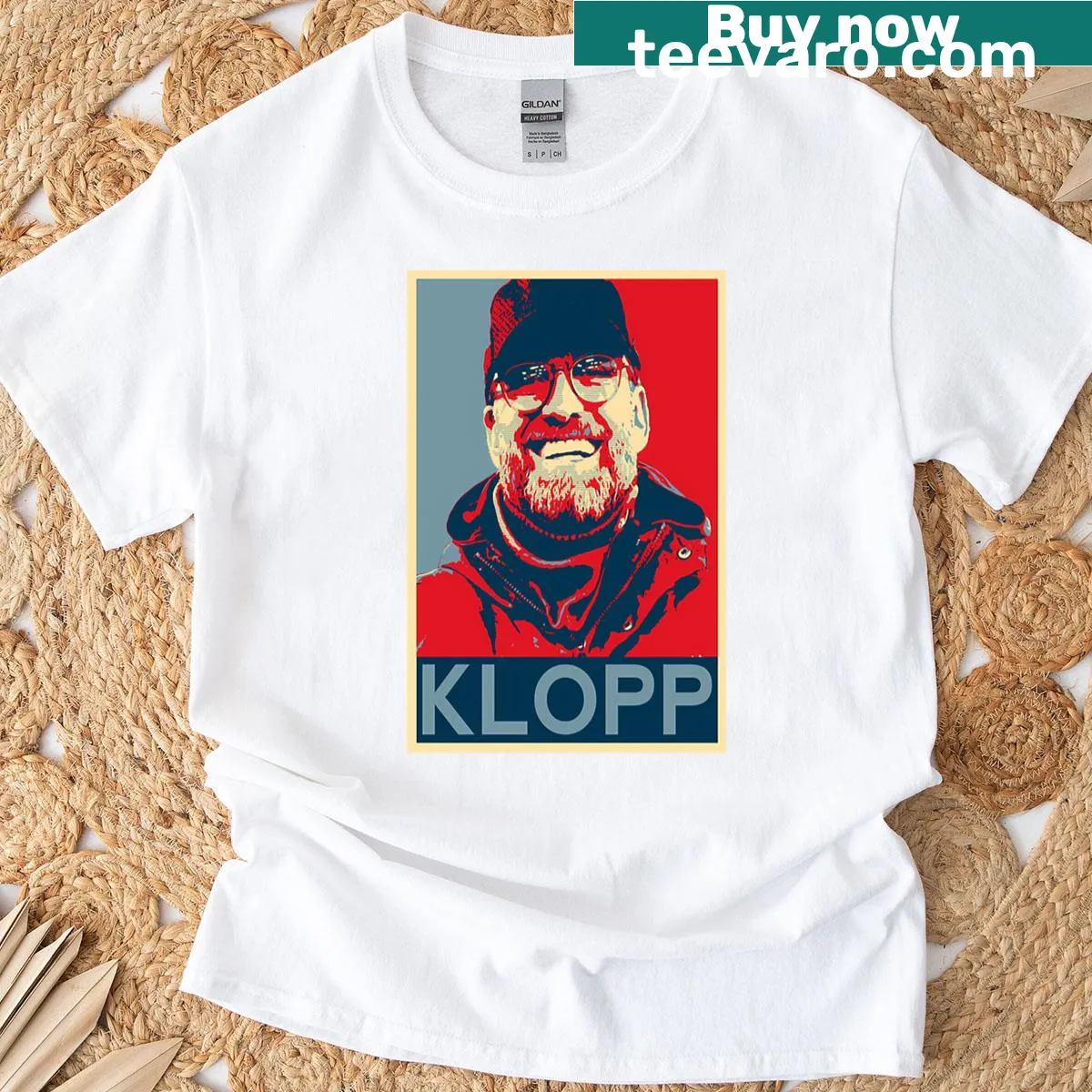Illustration of Jurgen Klopp on Liverpool FC t-shirt — on a men's t-shirt