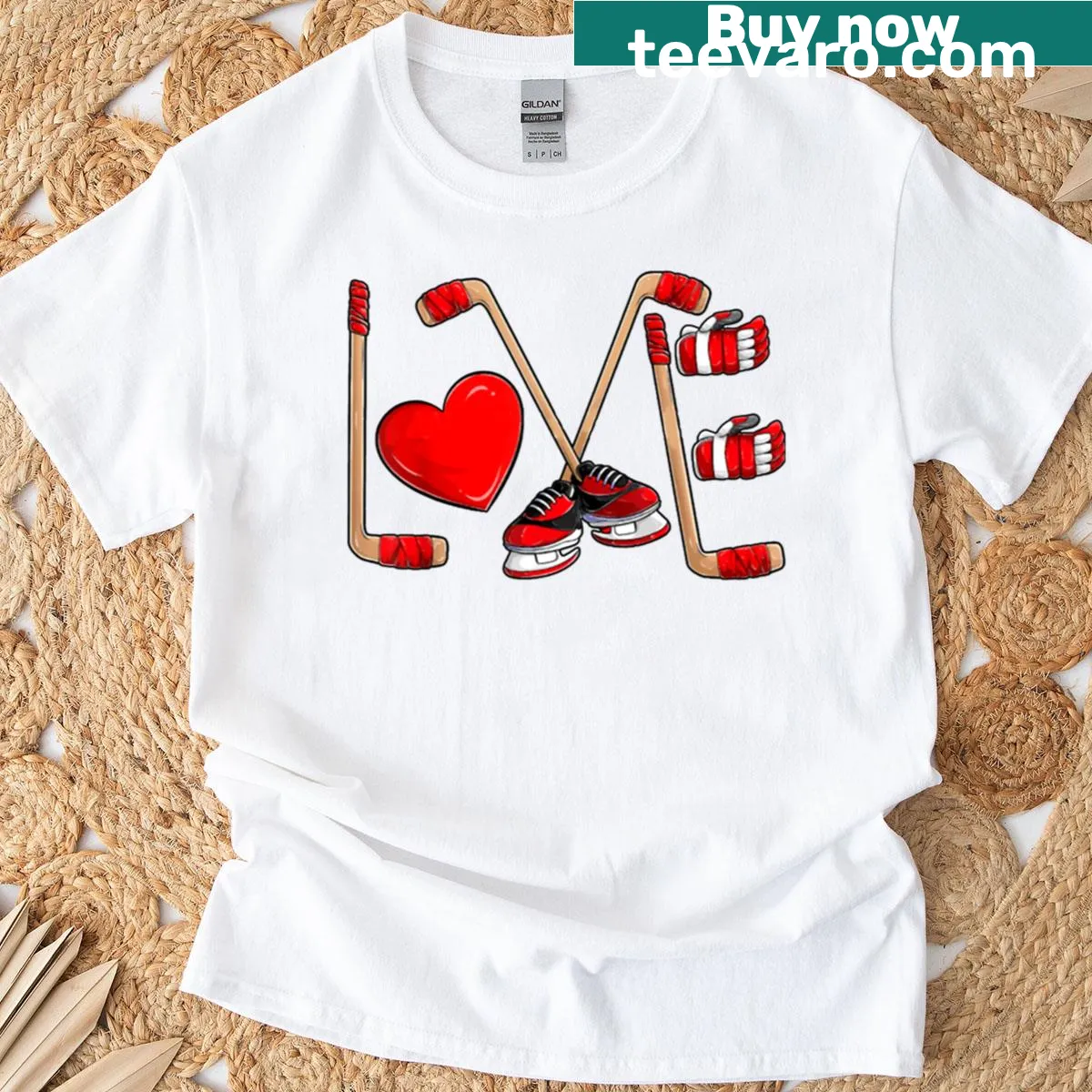 Cute hockey-themed Valentine's Day t-shirt with playful typography — on a men's t-shirt