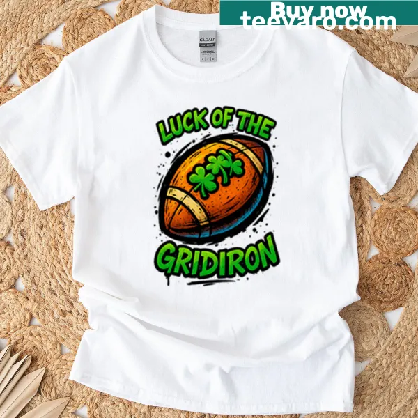 Graffiti-style shamrock football graphic on a trendy t-shirt