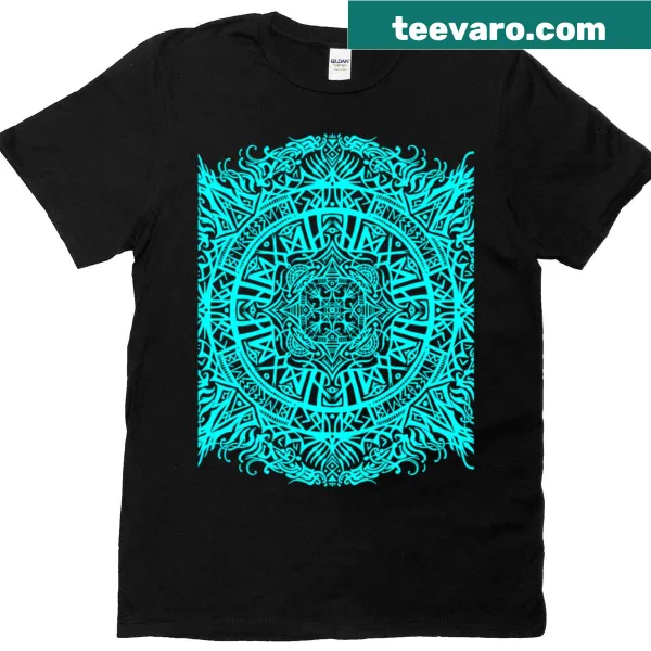 Mandala design with runic symbols on a T-shirt