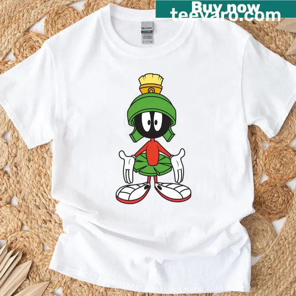 Cartoon Martian character t-shirt for kids featuring a playful design