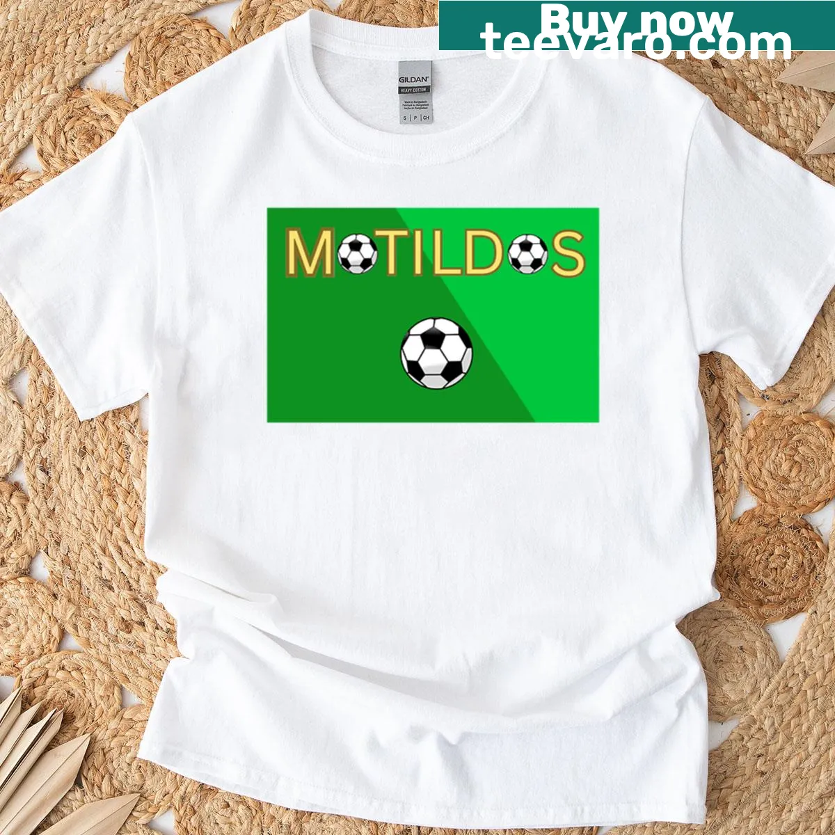 Football-themed T-shirt featuring the name Matilda — on a men's t-shirt