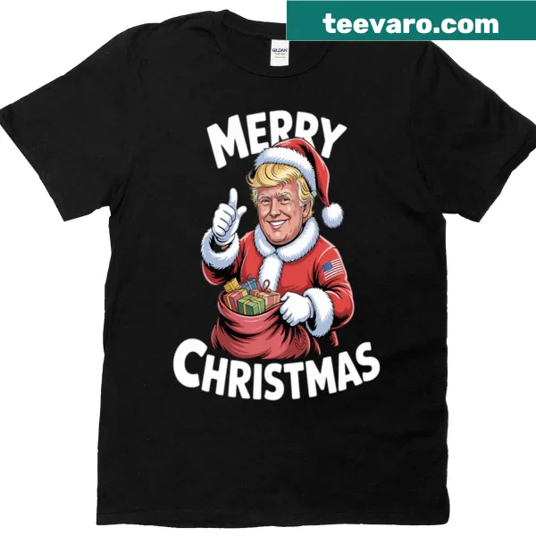 Funny Christmas T-shirt with Trump dressed as Santa Claus
