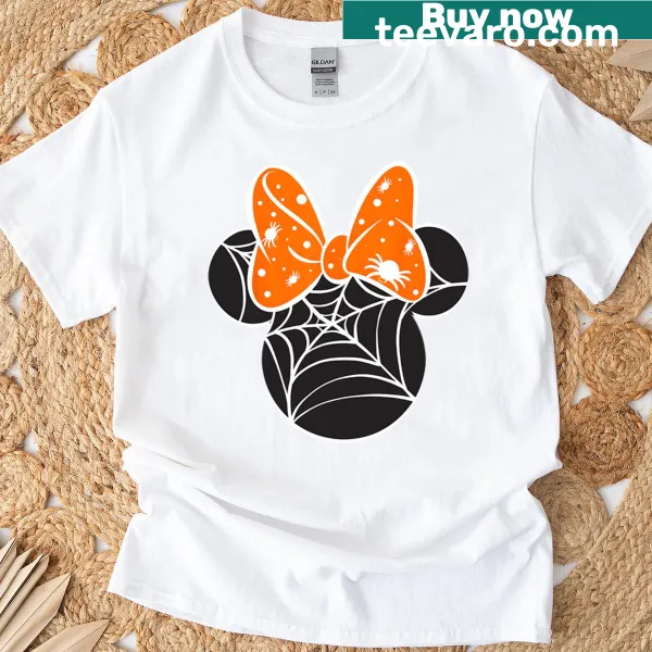 Cute Minnie Mouse Halloween design with spider web bow.