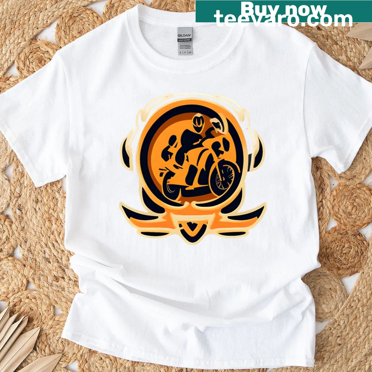 Bold motorcycle emblem graphic printed on the t-shirt — on a men's t-shirt