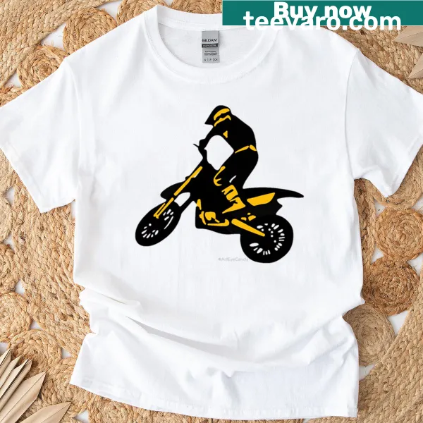Minimalist motorcycle silhouette t-shirt for motocross fans