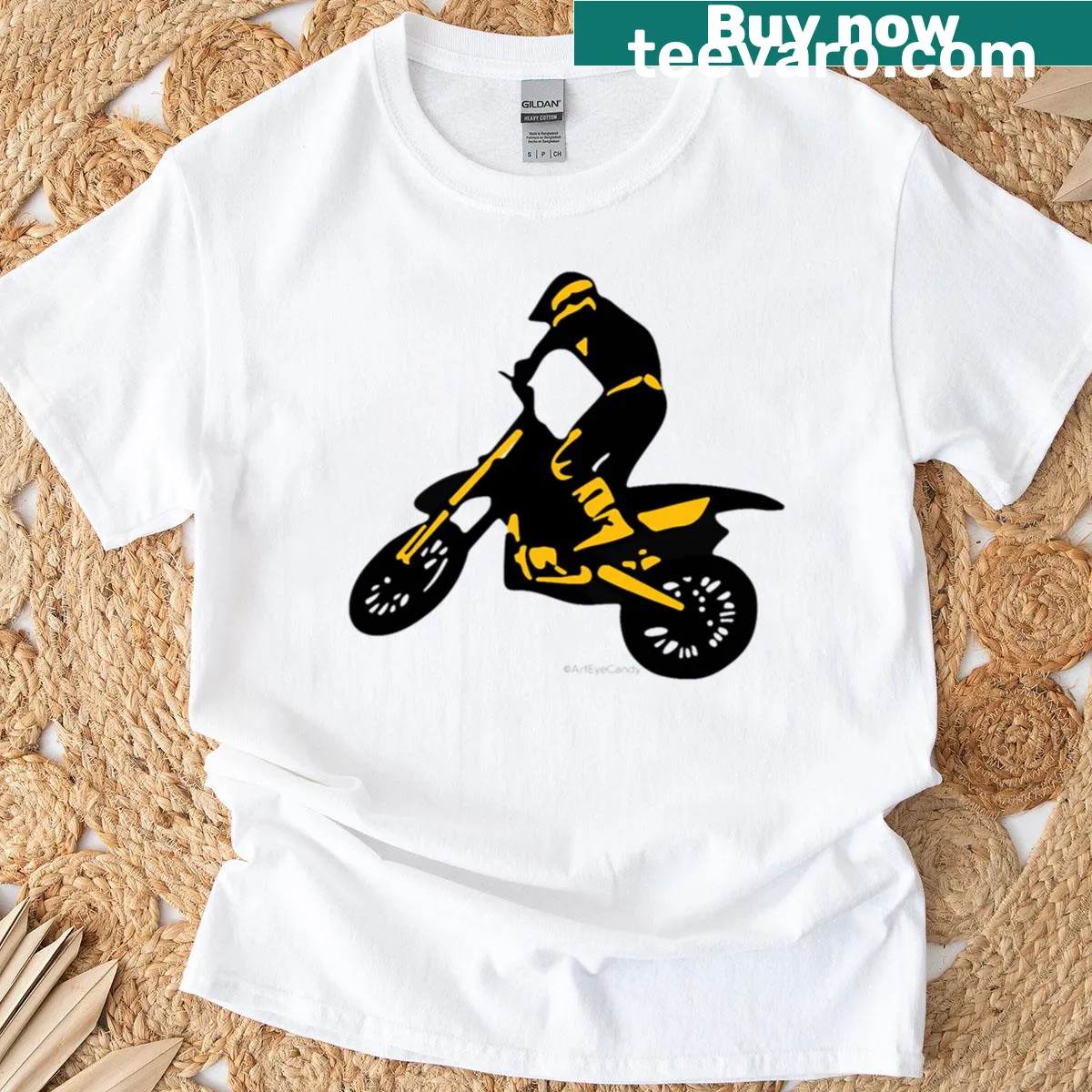 Minimalist motorcycle silhouette t-shirt for motocross fans — on a men's t-shirt