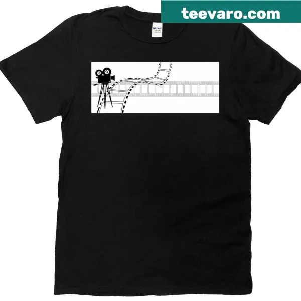 T-shirt featuring film-related graphics and symbols