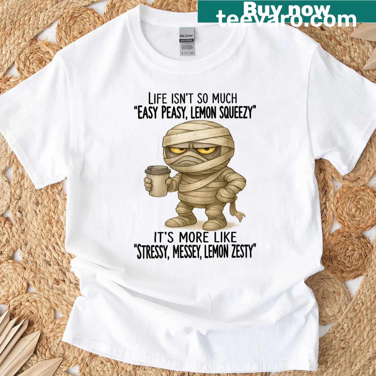 T-shirt with humorous text about parenting challenges — on a men's t-shirt