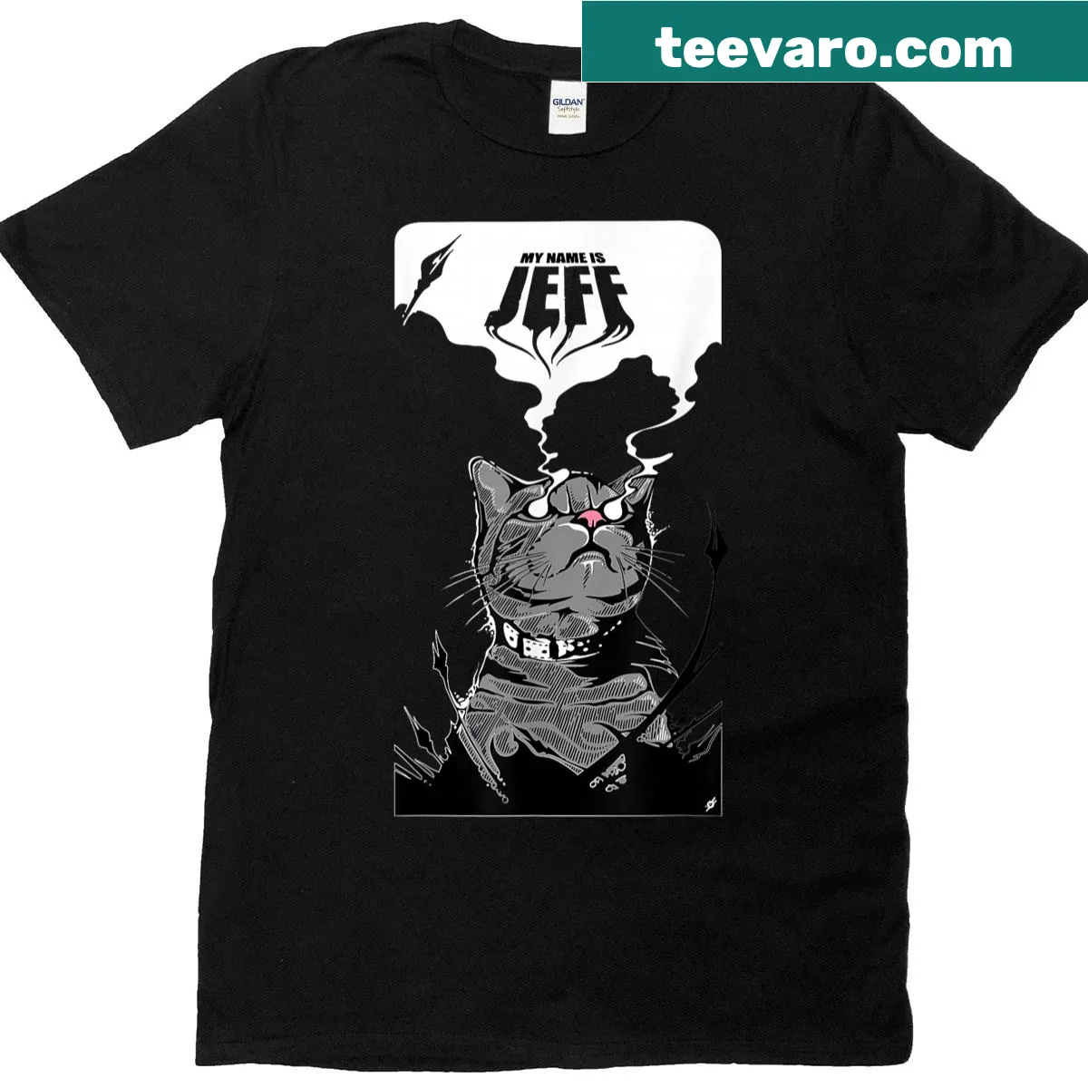 Funny graphic T-shirt with text 'My Name Is Jeff' — on a men's t-shirt