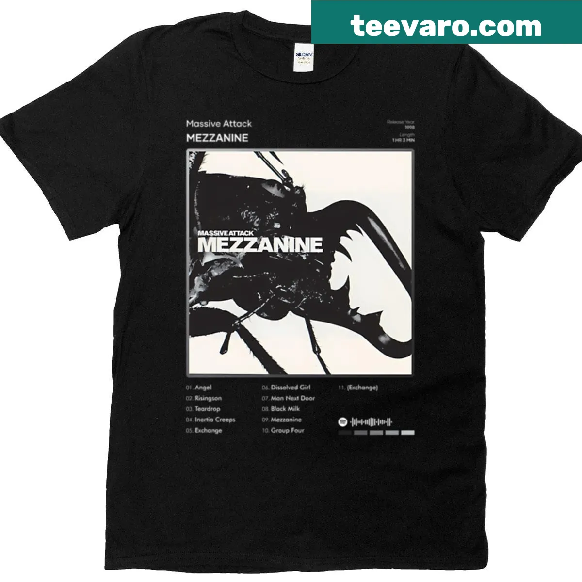 T-shirt with a design celebrating new album tracklists. — on a men's t-shirt
