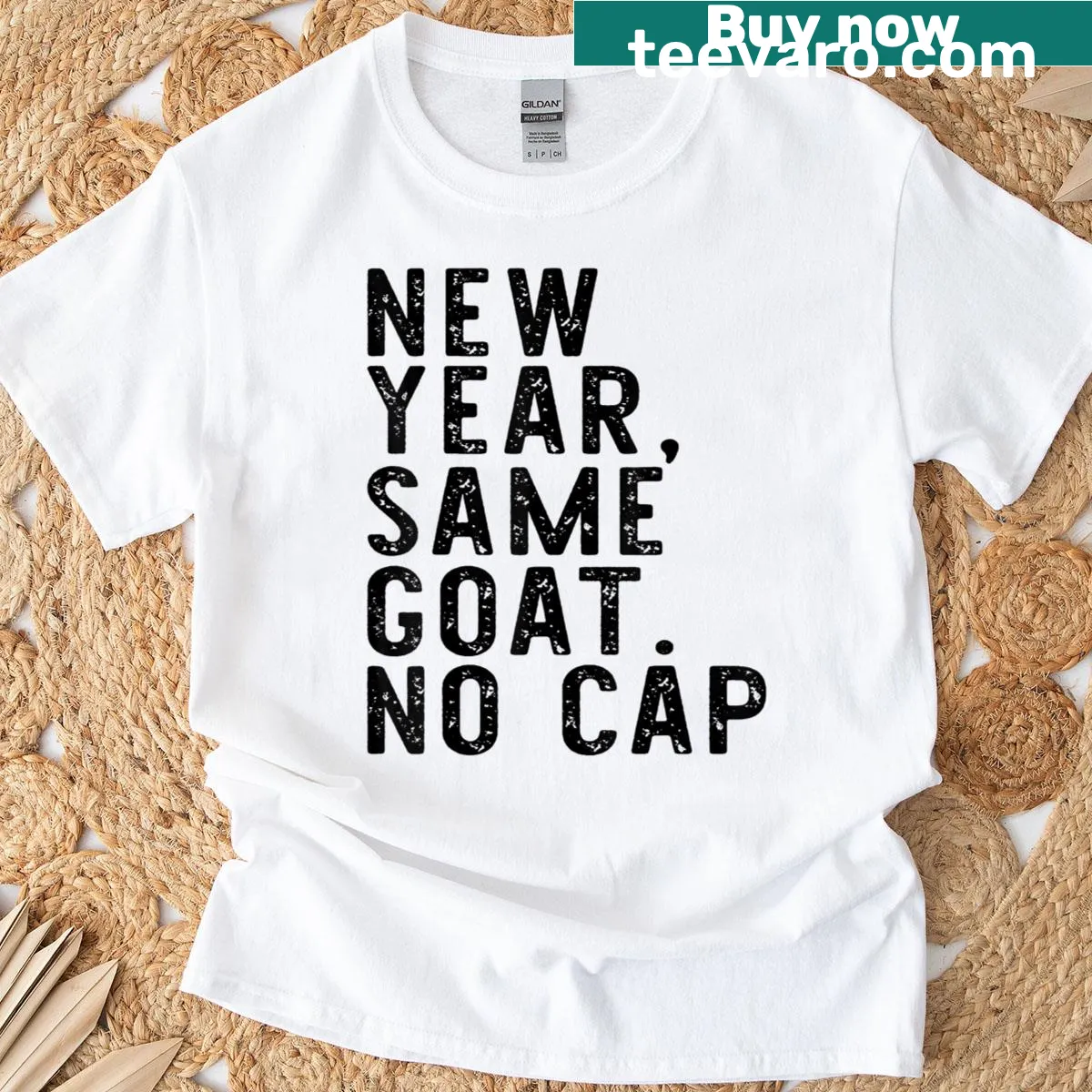 Back-to-school T-shirt with 'New Year Same Goats' text for teens — on a men's t-shirt
