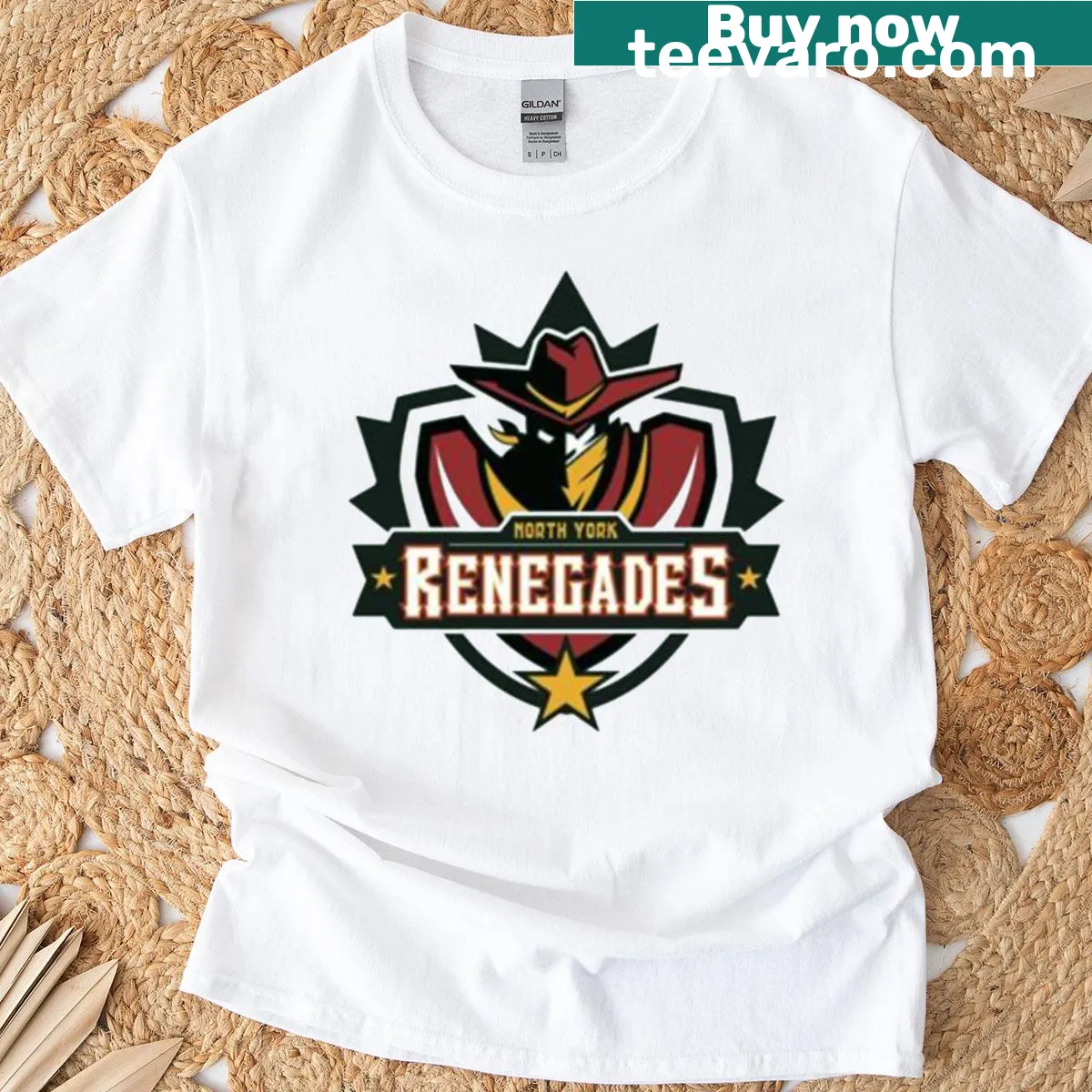 North York Renegades T-shirt featuring the team's logo — on a men's t-shirt