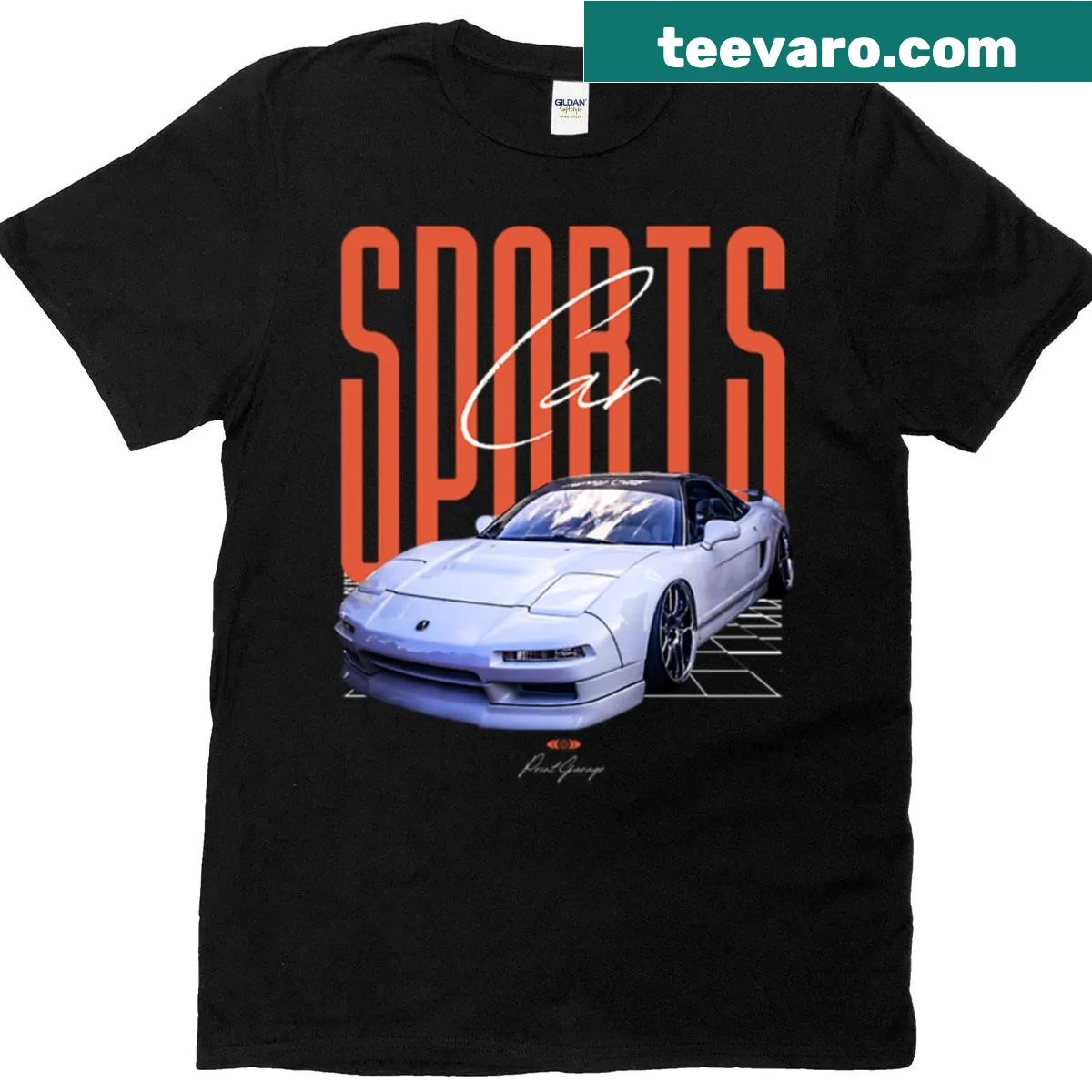 Minimalist silhouette T-shirt of the NSX sport car for automotive enthusiasts. — on a men's t-shirt