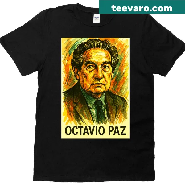 Elegant T-shirt honoring Octavio Paz with poetic design elements.