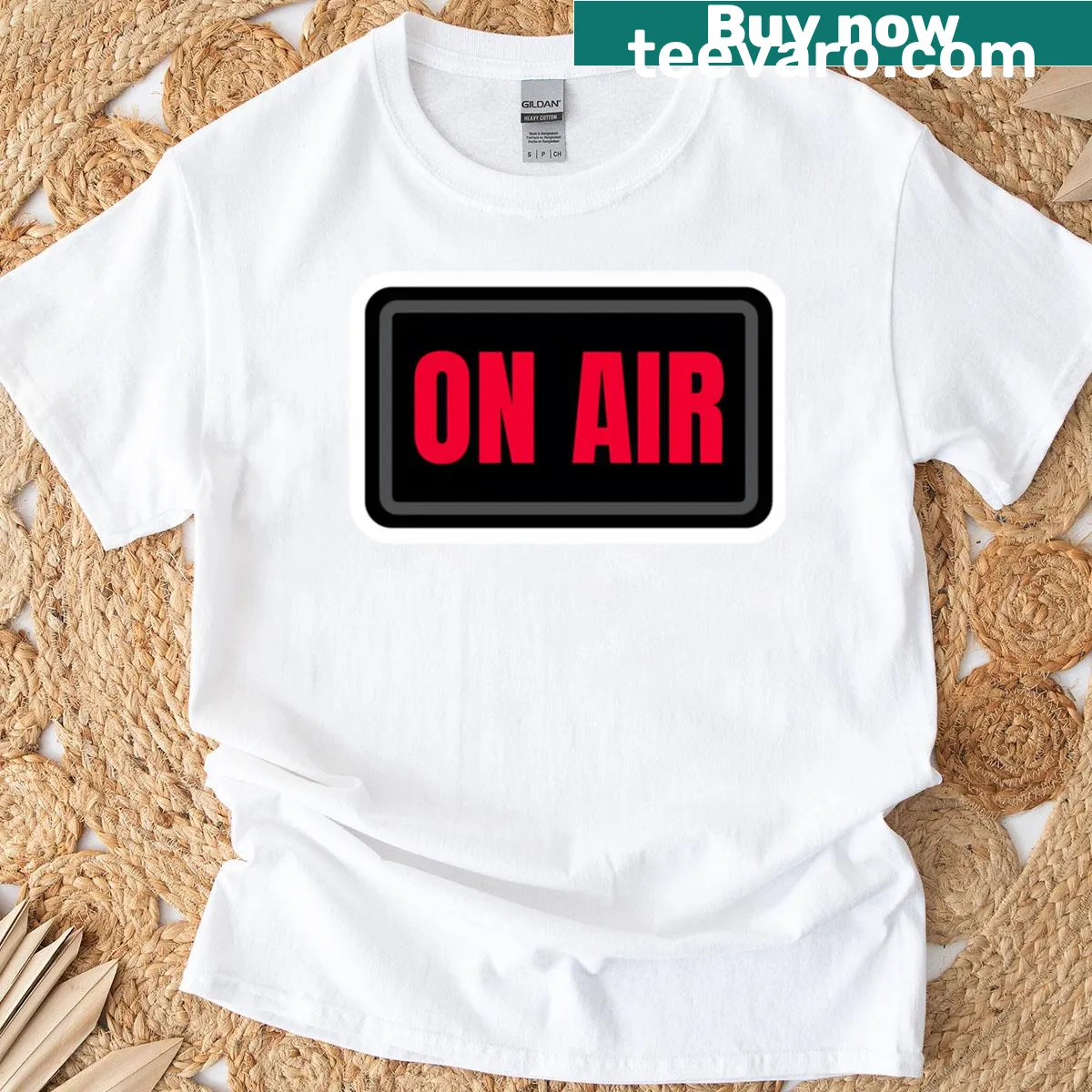 T-shirt with the phrase 'On Air' printed prominently — on a men's t-shirt