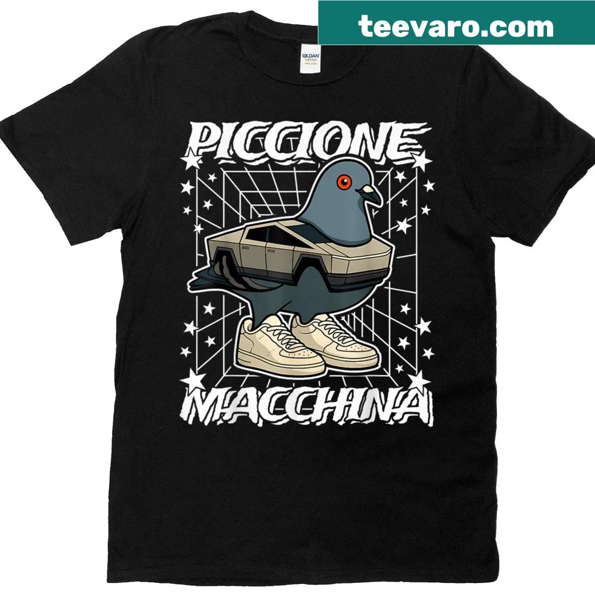 Funny meme T-shirt with Italian text and a quirky design — on a men's t-shirt