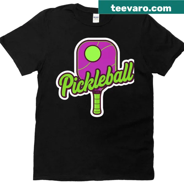 Whimsical pickle sticker art design on T-shirt