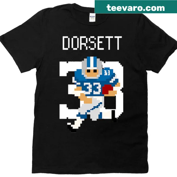 Retro pixel design of a running back on a limited edition t-shirt