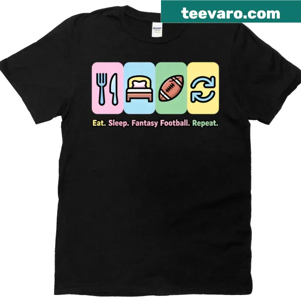 Cartoon-style T-shirt featuring blocks of 'Football Manager Life'