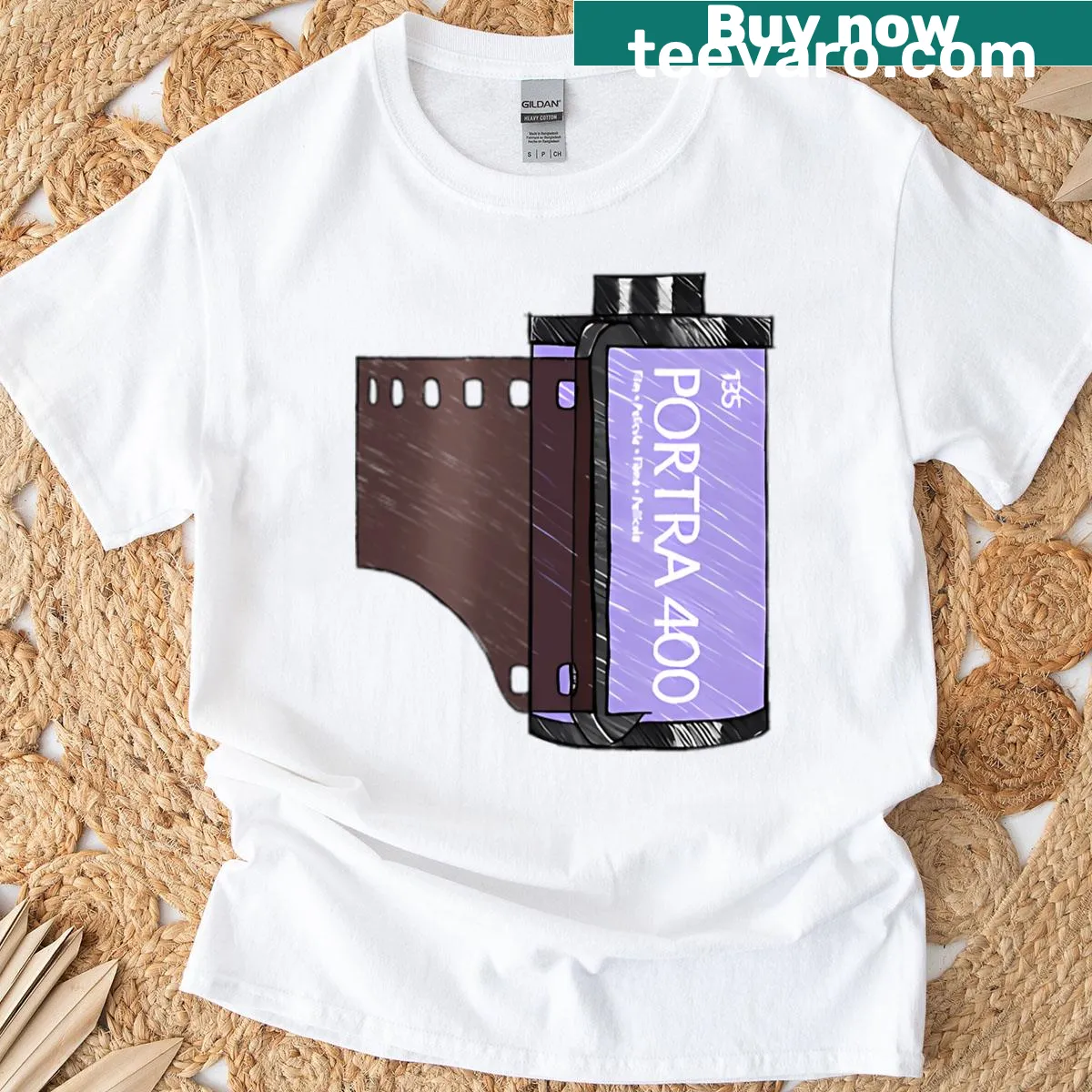 Vintage graphic of a Portra 400 film roll on a T-shirt — on a men's t-shirt