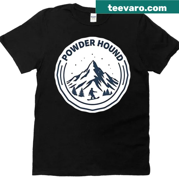 Playful Powder Hound graphic on winter sports T-shirt