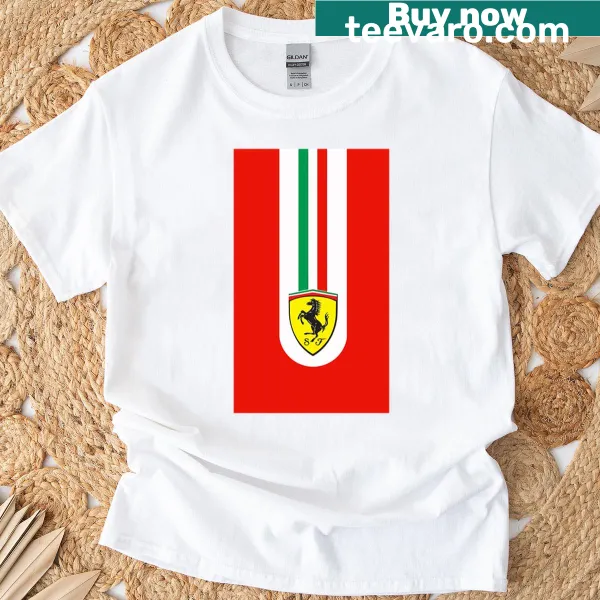 Illustration of a prancing horse emblem on a T-shirt
