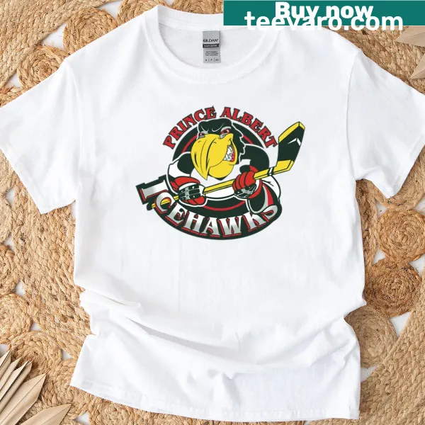 Prince Albert Icehawks logo T-shirt for hockey fans.