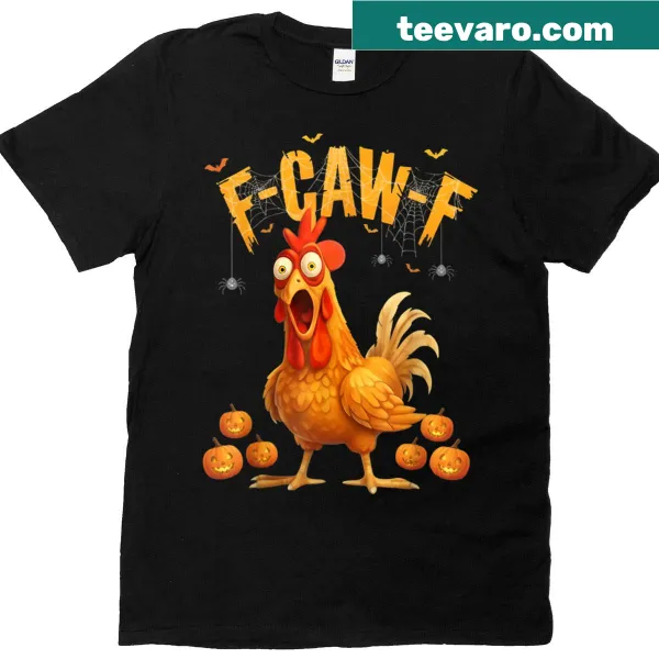Halloween-themed t-shirt with a pumpkin chicken design
