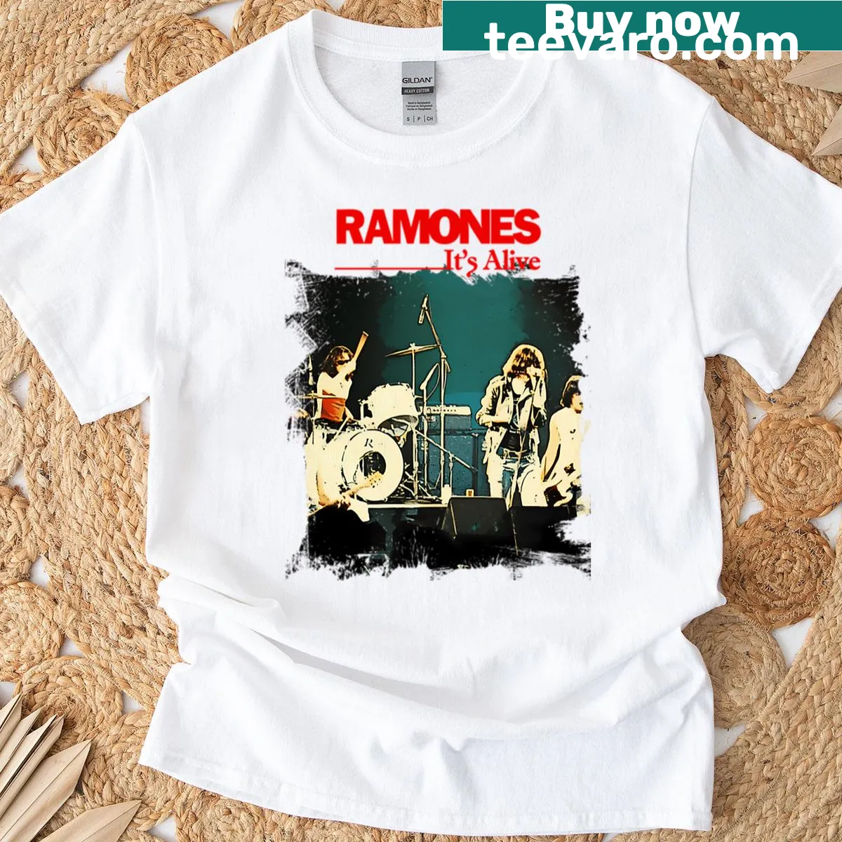 Vintage punk rock music T-shirt with graphics for passionate fans. — on a men's t-shirt