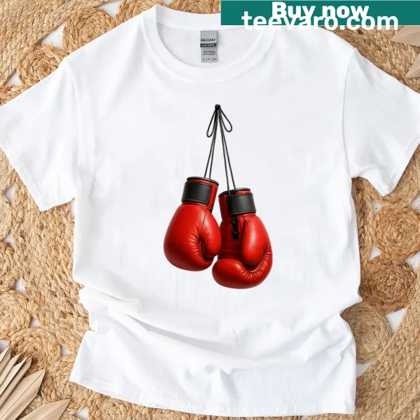 Illustration of red boxing gloves hanging on a T-shirt